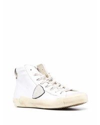 Мужские белые кожаные высокие кеды от Philippe Model Paris