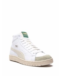 Мужские белые кожаные высокие кеды от Puma