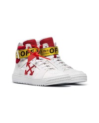 Мужские белые кожаные высокие кеды от Off-White