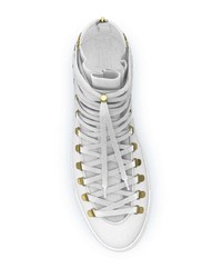 Женские белые кожаные высокие кеды от Swear