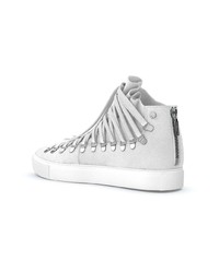 Женские белые кожаные высокие кеды от Swear