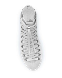 Женские белые кожаные высокие кеды от Swear