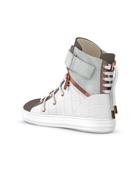 Мужские белые кожаные высокие кеды от Swear