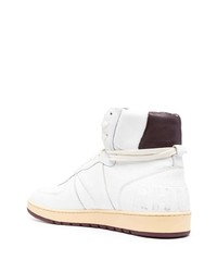 Мужские белые кожаные высокие кеды от Rhude