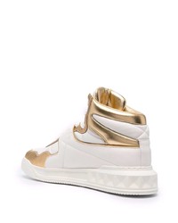 Мужские белые кожаные высокие кеды от Valentino Garavani