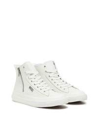 Мужские белые кожаные высокие кеды от Diesel