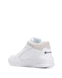 Мужские белые кожаные высокие кеды от Champion