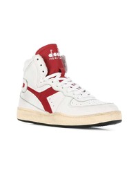 Мужские белые кожаные высокие кеды от Diadora