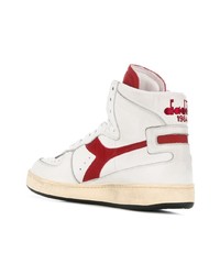 Мужские белые кожаные высокие кеды от Diadora