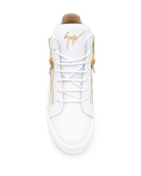 Мужские белые кожаные высокие кеды от Giuseppe Zanotti