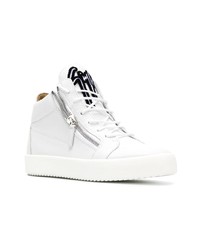 Мужские белые кожаные высокие кеды от Giuseppe Zanotti Design