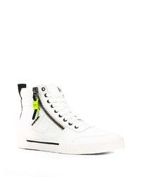 Мужские белые кожаные высокие кеды от Diesel