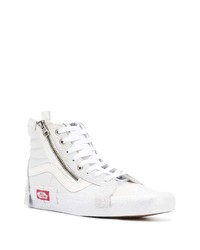 Мужские белые кожаные высокие кеды от Vans