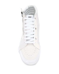 Мужские белые кожаные высокие кеды от Vans