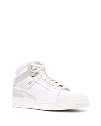 Мужские белые кожаные высокие кеды от Puma