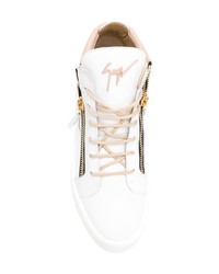 Мужские белые кожаные высокие кеды от Giuseppe Zanotti Design