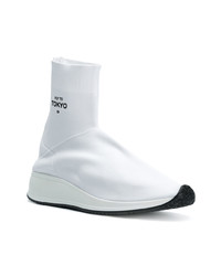 Мужские белые кожаные высокие кеды от Joshua Sanders