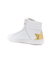 Женские белые кожаные высокие кеды от Diesel