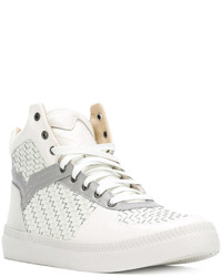 Мужские белые кожаные высокие кеды от Diesel