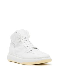 Мужские белые кожаные высокие кеды от MM6 MAISON MARGIELA