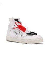 Мужские белые кожаные высокие кеды от Off-White