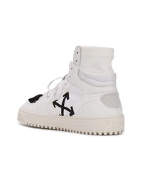 Мужские белые кожаные высокие кеды от Off-White