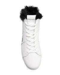 Женские белые кожаные высокие кеды от Premiata