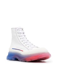 Мужские белые кожаные высокие кеды от Alexander McQueen