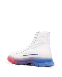 Мужские белые кожаные высокие кеды от Alexander McQueen