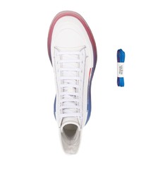 Мужские белые кожаные высокие кеды от Alexander McQueen