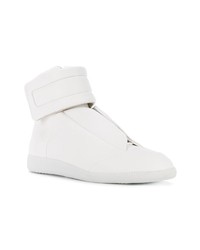 Мужские белые кожаные высокие кеды от Maison Margiela