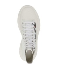 Мужские белые кожаные высокие кеды от Alexander McQueen