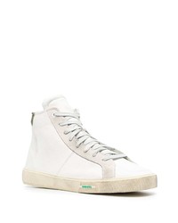 Мужские белые кожаные высокие кеды от Diesel