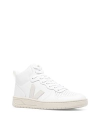 Мужские белые кожаные высокие кеды от Veja