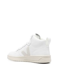 Мужские белые кожаные высокие кеды от Veja