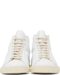 Мужские белые кожаные высокие кеды от Common Projects
