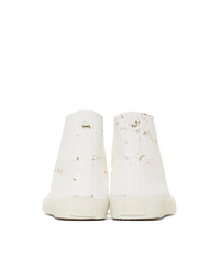 Женские белые кожаные высокие кеды от Maison Margiela