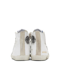 Женские белые кожаные высокие кеды от Golden Goose