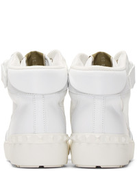 Женские белые кожаные высокие кеды от Valentino