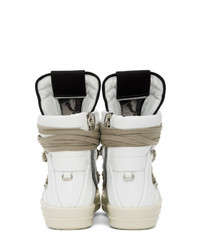 Мужские белые кожаные высокие кеды от Rick Owens