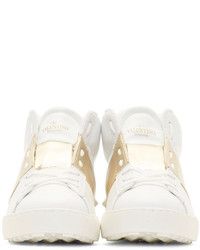 Мужские белые кожаные высокие кеды от Valentino