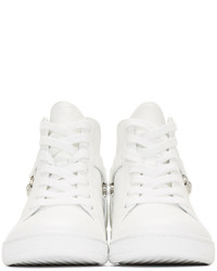 Мужские белые кожаные высокие кеды от Versus