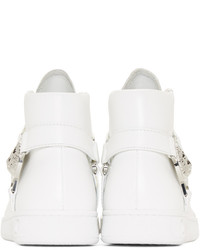 Мужские белые кожаные высокие кеды от Versus