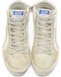 Мужские белые кожаные высокие кеды от Golden Goose