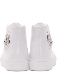 Женские белые кожаные высокие кеды от Versus