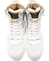 Мужские белые кожаные высокие кеды от Dolce & Gabbana