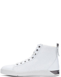 Мужские белые кожаные высокие кеды от Diesel