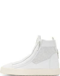 Мужские белые кожаные высокие кеды от Giuseppe Zanotti