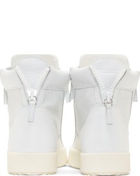 Мужские белые кожаные высокие кеды от Giuseppe Zanotti