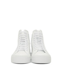 Женские белые кожаные высокие кеды от Woman by Common Projects